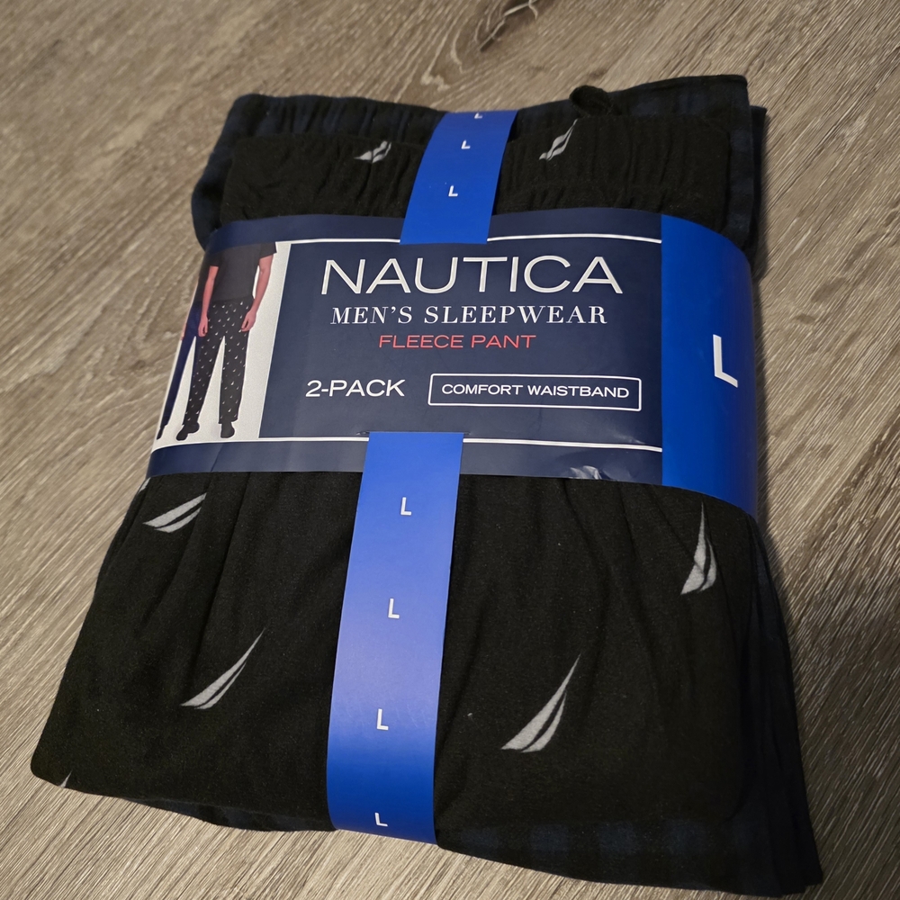 Nautica Men's Black Fleece Sleepwear Pants 2-Pack